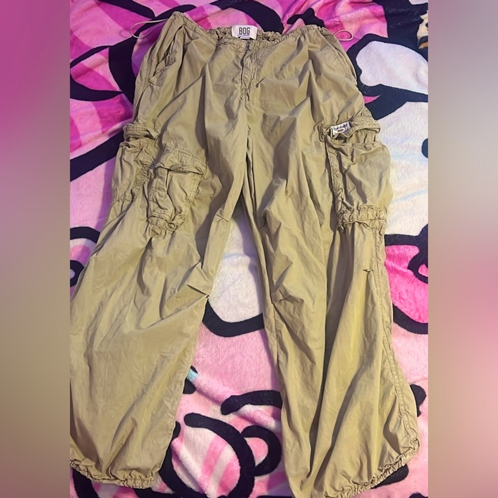BDG Urban Outfitters kaki colored parachute pants.